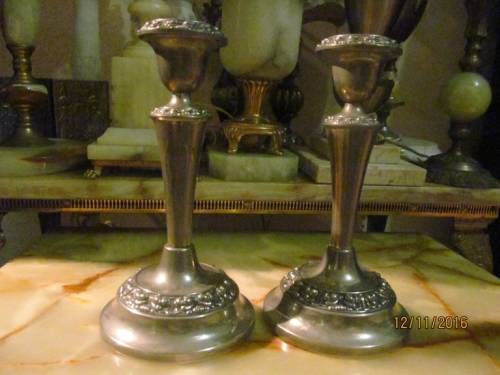 ORNATE IANTHE!! Beautiful Pair of Ornate Vintage Pillar Candlesticks/Holders - Collectable