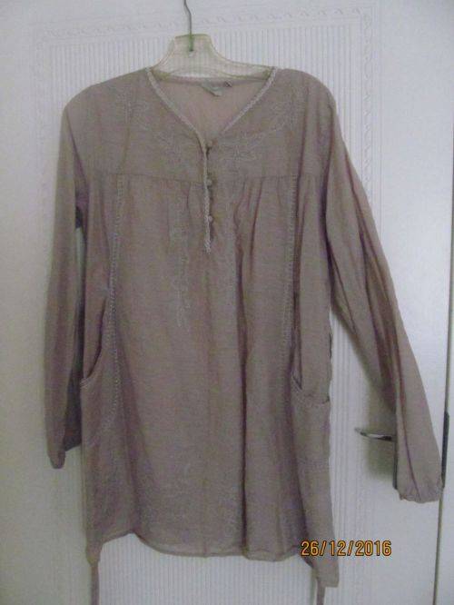 BOHO TUNIC !! Truworths Embroidered Tunic Size 42 - 100% Cotton (Taupe Color)