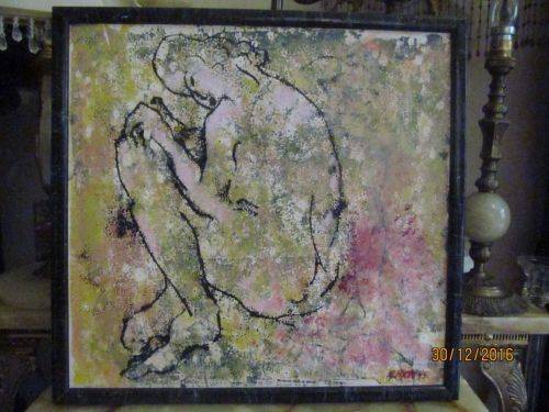 GALLERY ART !! Mixed Media Contemporary Art - Nude by SA Artist Louise Almon - Signed + Dated