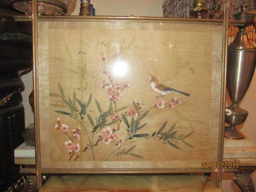19th C SILK ART #2 !! Framed Antique Chinese Painting on Silk - Signed