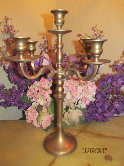 ARMS OF LIGHT !! Vintage Brass Candelabra - Four Arm 5 Candle Sockets