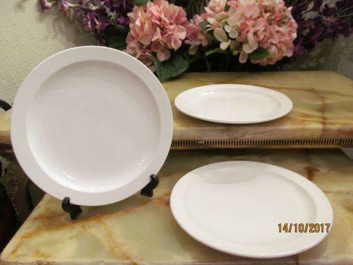BURSLEM WHITE !! Vintage 1960's Set of Three Burleigh Ware Ironstone Salad Plates