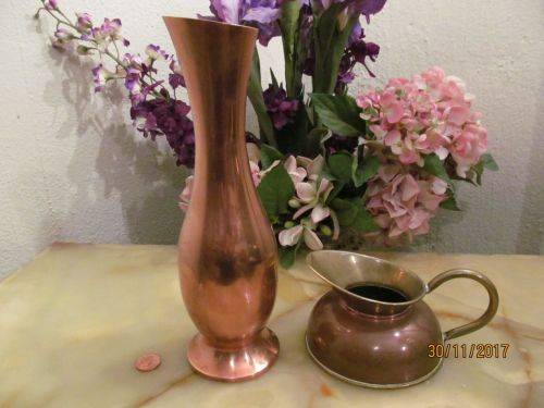 WEBA WARE !! Vintage Lot of Elegant Copper Vase and Weba Ware Copper and Brass Pitcher