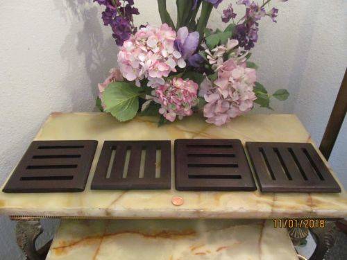 DARK PASSENGERS !! Set of Four Dark Wood Slat Trivets / Table Mats
