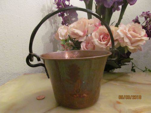 SWISS NETSTAL !! Vintage Hand Forged Copper Stockli Netstal Bucket with Cast Iron Swing Handle