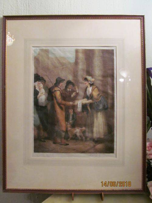 H.SCOTT BRIDGWATER !! Rare Vintage 1925 Framed Stipple Engraving - Cries of London - Signed