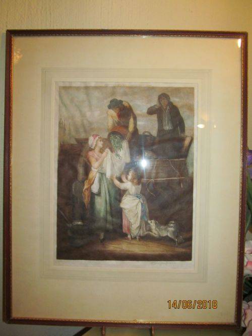 H.SCOTT BRIDGWATER !! Rare Vintage 1925 Framed Stipple Engraving - Cries of London - Signed