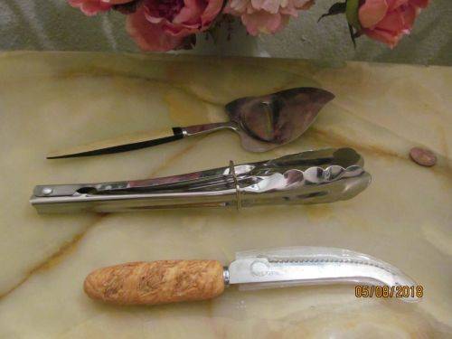MELANGER !! Vintage Lot of 7 Different Cutlery Items & 2 Tongs - Stainless etc