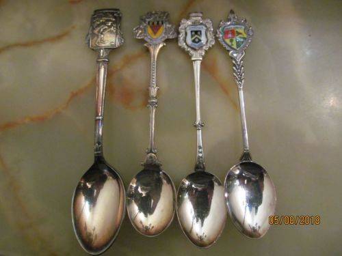 HUMBLE ORIGINS !! Vintage Lot of Four Silver Plated Collectable Souvenir Spoons