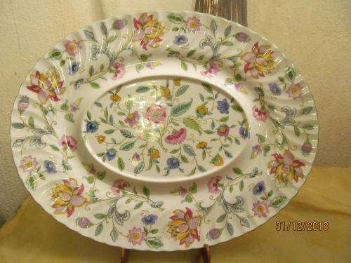 MINTON !! Vintage 1948-2011 Haddon Hall Ceramic Oval Platter / Tureen Underplate