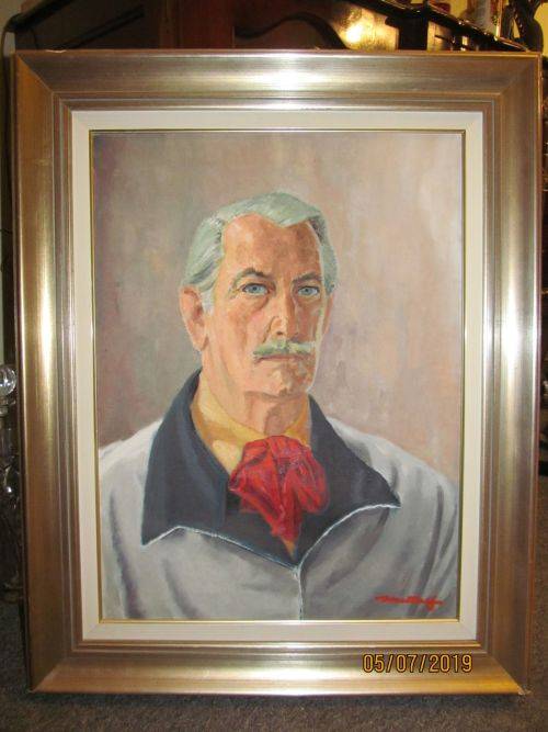 CERTAINLY !! Contemporary Framed Oil on Canvas Portrait Painting - Signed Metcalf