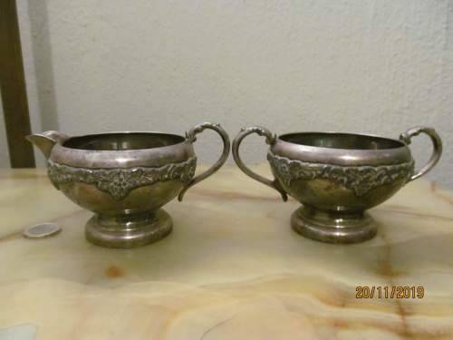 LEVESLEY BROS !! Antique Lot/Set of Silver Plated Levesley Brothers, Sheffield Creamer & Sugar Bowl