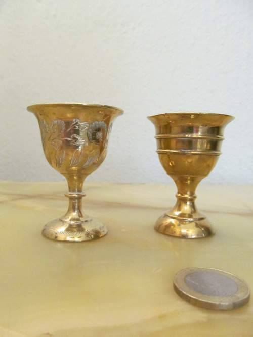 SHOT GOBLETS !! Vintage Lot of Two Different Collectable Brass Shot Goblets