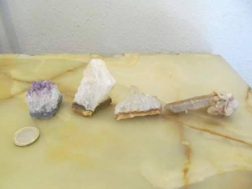 QUARTZ !! Vintage Lot of 4 Different Collectable Crystal Formations - 3 Quartz & 1 Amethyst