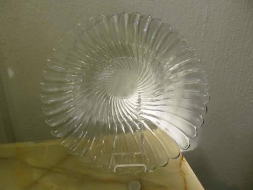 GLASS ELEGANCE !! Large Vintage Floral Designed Glass Centerpiece Display Dish