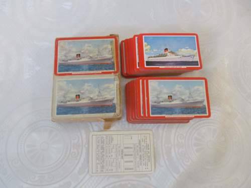 UNION-CASTLE LINE !! Rare Vintage Double Decks of Union-Castle Playing Cards & Original Box