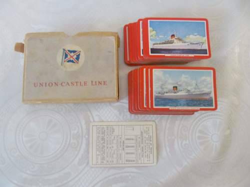 UNION-CASTLE LINE !! Rare Vintage Double Decks of Union-Castle Playing Cards & Original Box