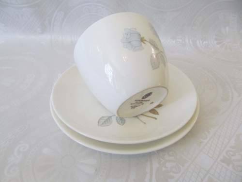 WEDGWOOD 4 !! Vintage 1960-1979 Pristine Condition Wedgwood Bone China "Ice Rose" Tea Trio