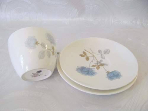 WEDGWOOD 5 !! Vintage 1960-1979 Pristine Condition Wedgwood Bone China "Ice Rose" Tea Trio