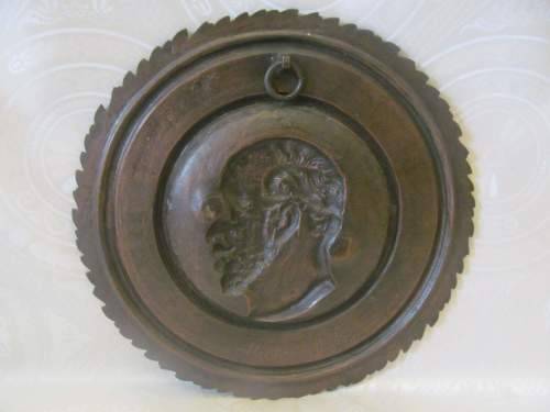 BRONZE !! Heavy Rare Antique 1888 Cast Bronze Decorative Wall Plate - Death of Wilhelm I