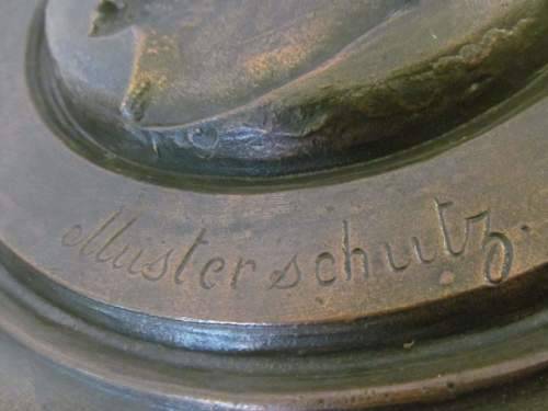 BRONZE !! Heavy Rare Antique 1888 Cast Bronze Decorative Wall Plate - Death of Wilhelm I