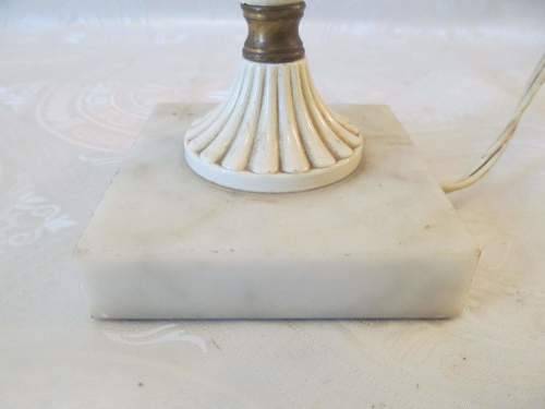 MARBLE & BRASS !! Vintage Brass & Acrylic Electric Table Lamp with Marble Base