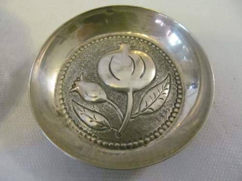 RARE SILVER !! Antique 1728 .917 Silver Wine Taster with Louis XV Coin & .830 Silver Dish