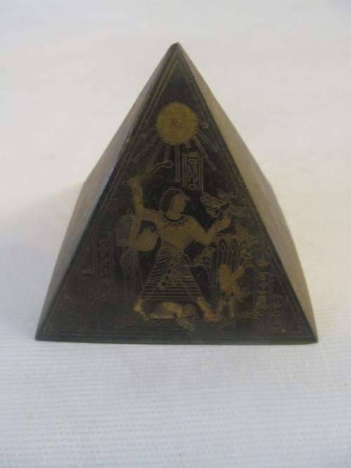 PYRAMIDS !! Vintage Lot of Two Graduating Composite Pyramid Ornaments - Brass Decorated