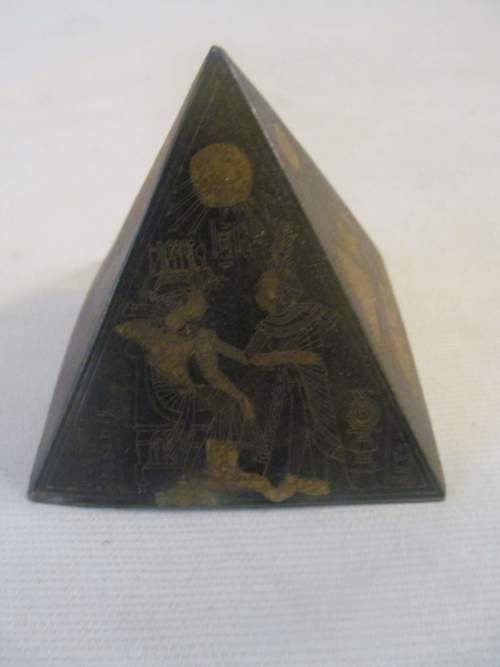 PYRAMIDS !! Vintage Lot of Two Graduating Composite Pyramid Ornaments - Brass Decorated