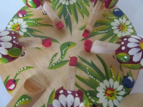 FOLK ART !! Rare Vintage Mediterranean Carved Wood Paddle Toy