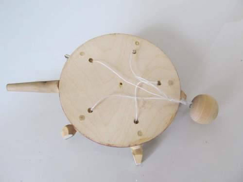 FOLK ART !! Rare Vintage Mediterranean Carved Wood Paddle Toy
