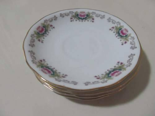 PEONIES !! Vintage Lot of Four Identical Chinese Fine Porcelain Saucers