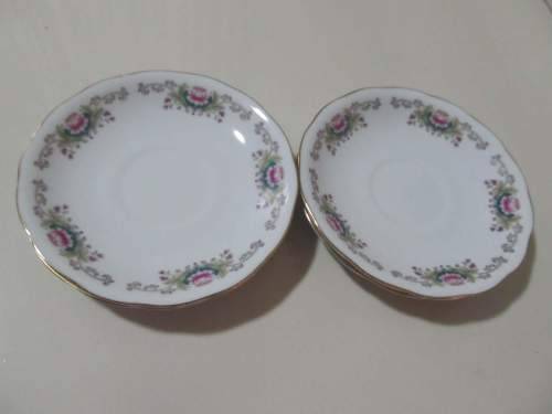 PEONIES !! Vintage Lot of Four Identical Chinese Fine Porcelain Saucers