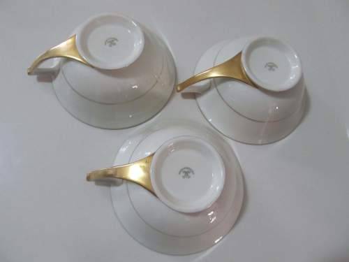 FISCHER and MIEG !! Rare Antique Lot of 3 Czechoslovakian Fine Porcelain Teacups