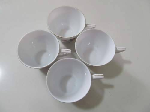 ROSES !! Vintage Lot of 4 Identical Fine Porcelain Teacups - Rose Patterning