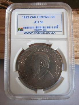 1892 SS 5 Shilling AU58 SANGS graded