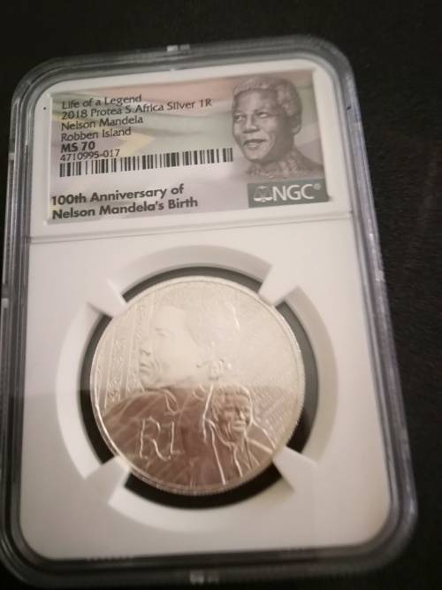 2018 Mandela graded by NGC as MS70 Robben Island silver R1