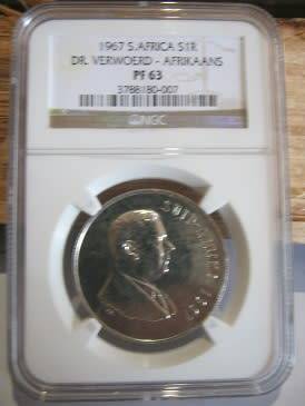 1967 Dr Verwoerd silver R1 NGC Graded PF63