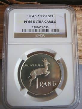 1984 Springbok silverR1 NGC Graded PF66 Ultra Cameo