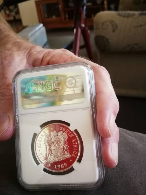 1988 silver one rand- NGC Graded PF67 Ultra Cameo. Not many graded this high