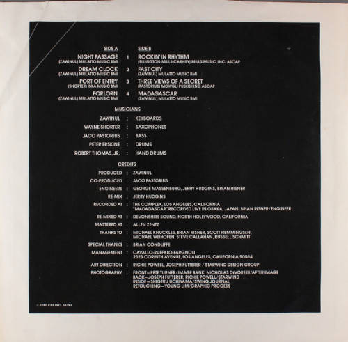 Weather Report - Night Passage LP (IMPORT) Excellent Condition