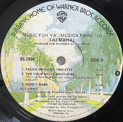 Taj Mahal  Music Fuh Ya` Vinyl LP (IMPORT)