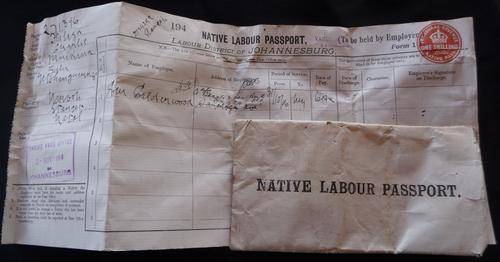 ORIGINAL NATIVE LABOUR PASSPORT - DATED 2 - NOV.1906 ***R1 START*** NO RESERVE!!!