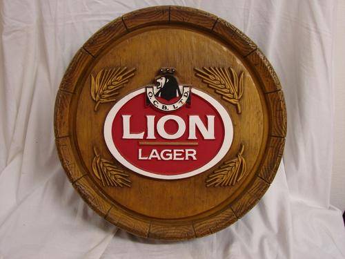 VINTAGE-BARREL - SHAPE BAR SIGN !!!! LION !!!!