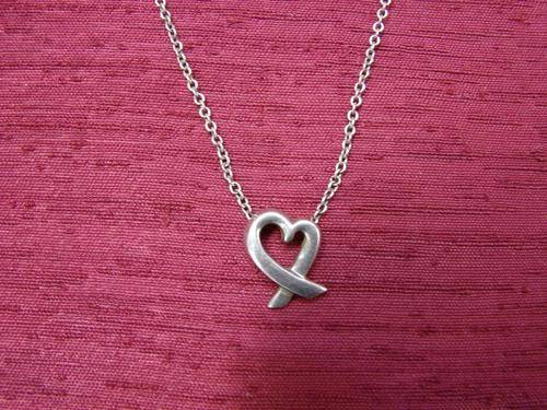 Necklace - silver - with Crossover heart