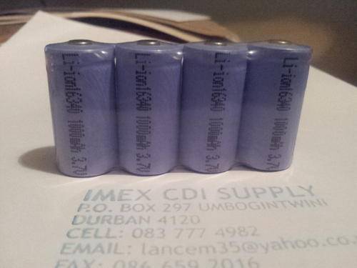 4x CR123A rechargeable batteries 1000Mah 3.7v