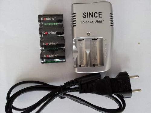 4x CR123A rechargeable batteries 1000Mah 3.7v with charger