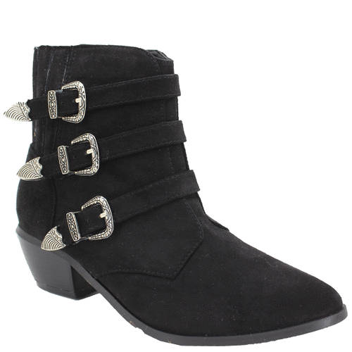 Size 5 ladies black silver buckle quality ankle boots.