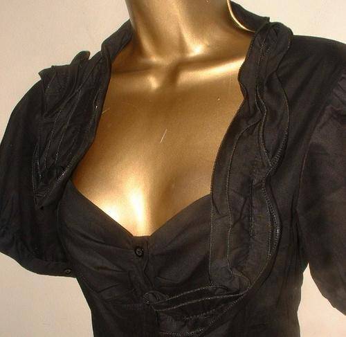12 - 14 / 36 - 38 New ladies black stretch detailed shirt STUNNING GARMENT HOT.