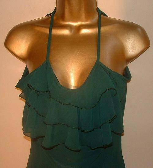 8 - 10 / 32 - 34 New ladies teal green waterfall frill camisole top